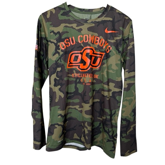 Nike Men's Camo OSU Cowboys Military Appreciation Long Sleeve Tee S DRI-FIT - Picture 1 of 12
